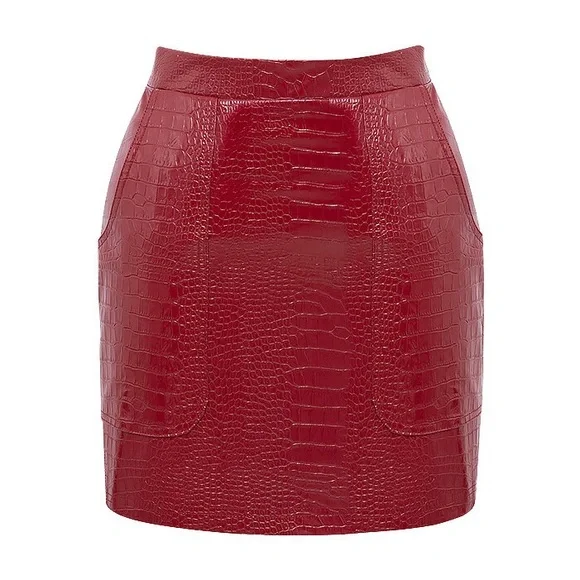 Mistress Rocks Red Croc-Embossed Skirt Set - Picture 6 of 6